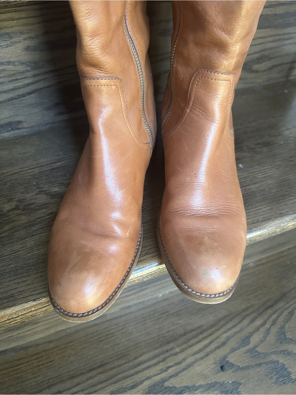 COACH Mirriam Tall Leather Riding Boots Saddle Cognac Brown Women's Size 7.5B - Picture 12 of 15